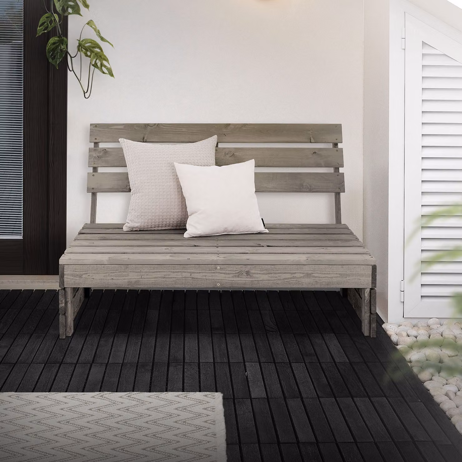 Panca da giardino ML-Design, 3 posti, in legno massello di abete, dimensioni 120x76,5x70 cm, colore grigio. Panca con schienale, ideale per terrazzi, giardini o interni. Arredamento da giardino, panca