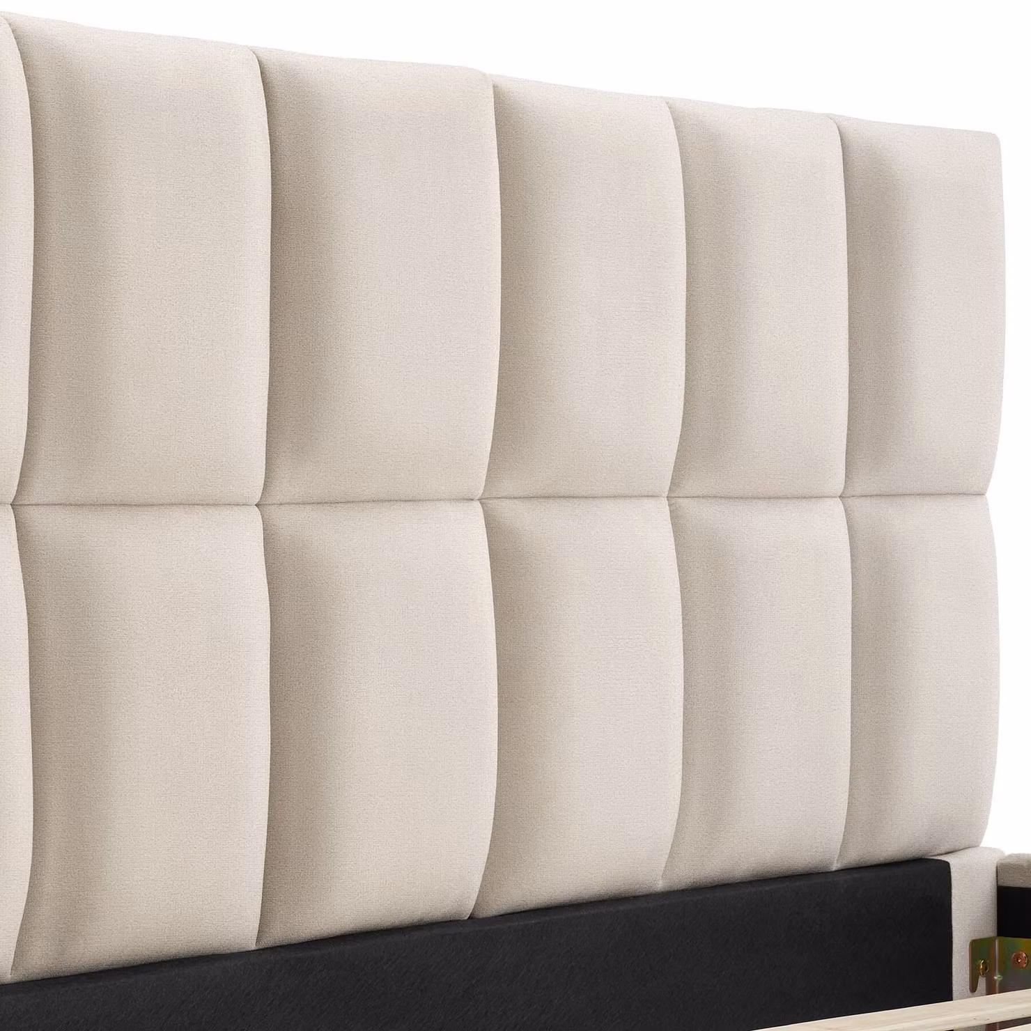 Letto imbottito Shirley tectake con rete a doghe in velluto color sabbia L/P/H: 200 x 140 x 93 cm – 1