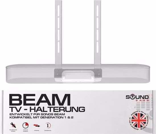 Fermo TV bianco compatibile con Sonos Beam Generazione 1 e 2 con kit hardware incluso