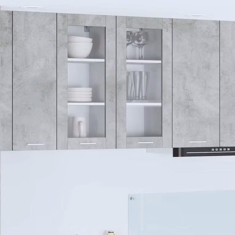 vidaXL Armadio pensile moderno con ante in vetro per cucina, Grigio, L 40 cm x P 31 cm x H 80 cm