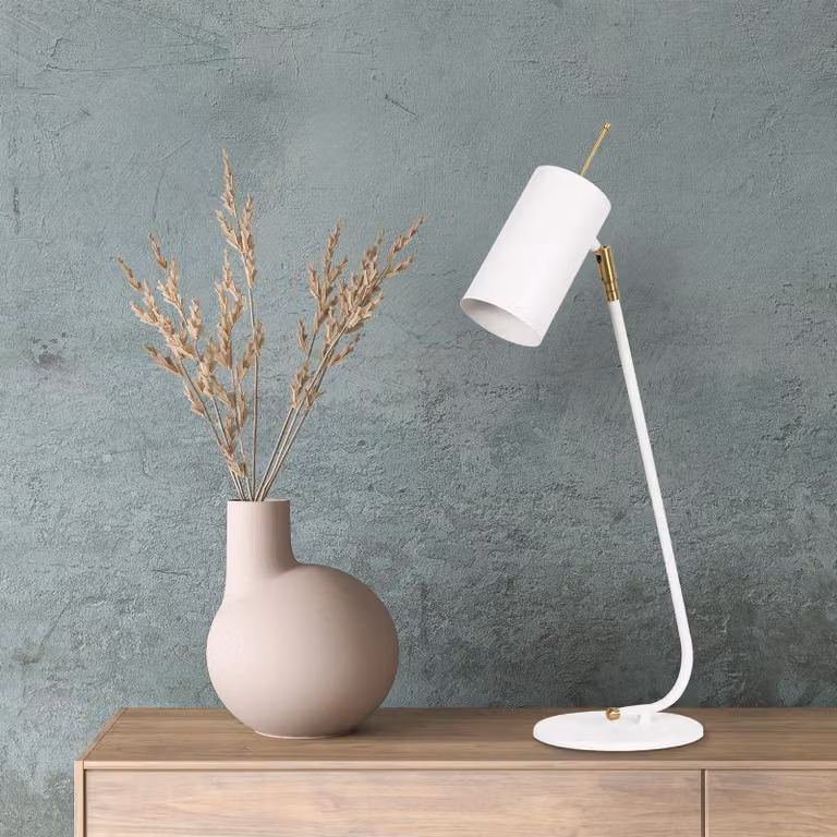 Opviq, lampada da tavolo moderna con struttura in metallo, bianca, 8 x 26 cm, altezza 55 cm, attacco E27, IP20, cavo da 200 cm | Elegante design scandinavo per la tua casa.