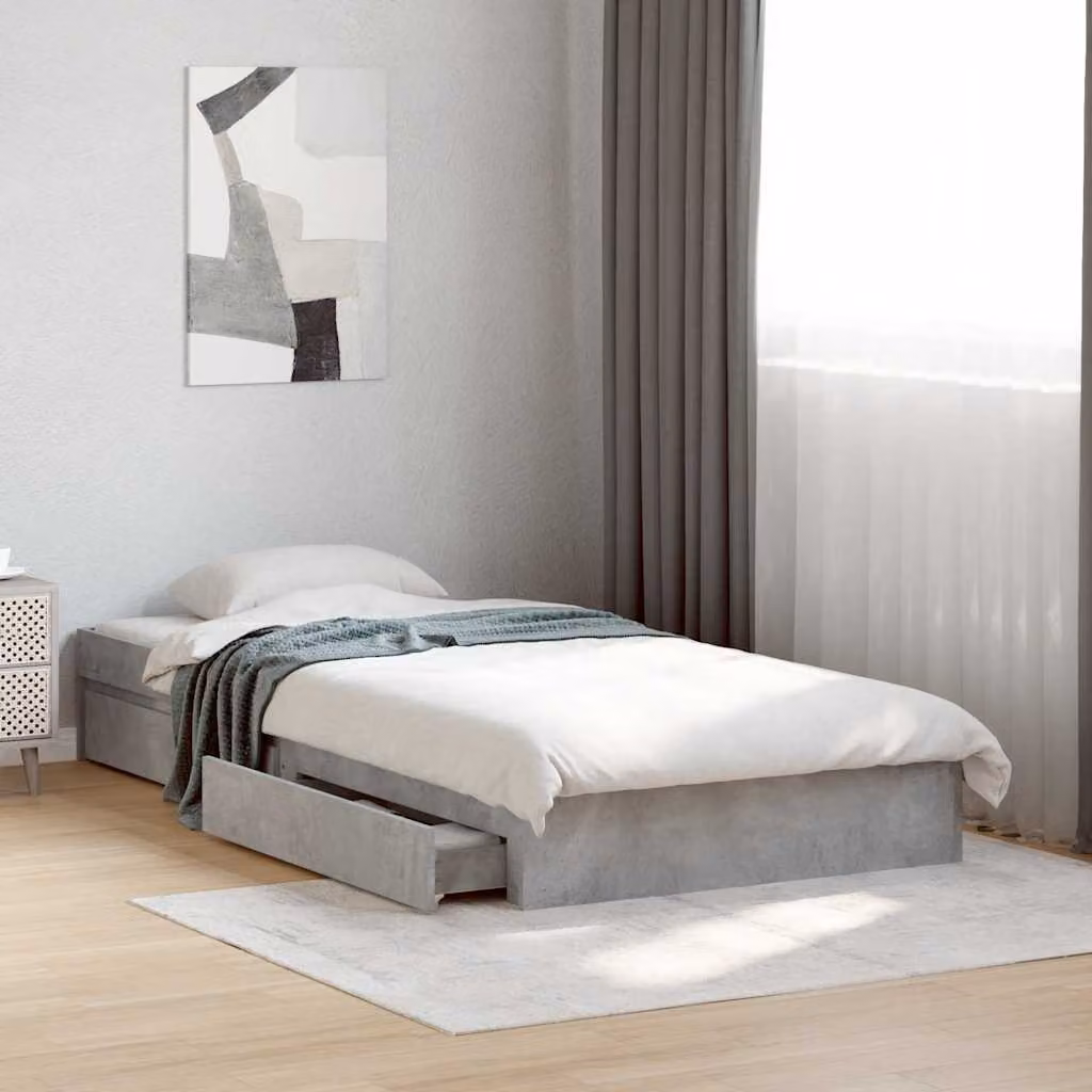 vidaXL Giroletto con Cassetti in Legno Multistrato Grigio 100x200 cm – 1