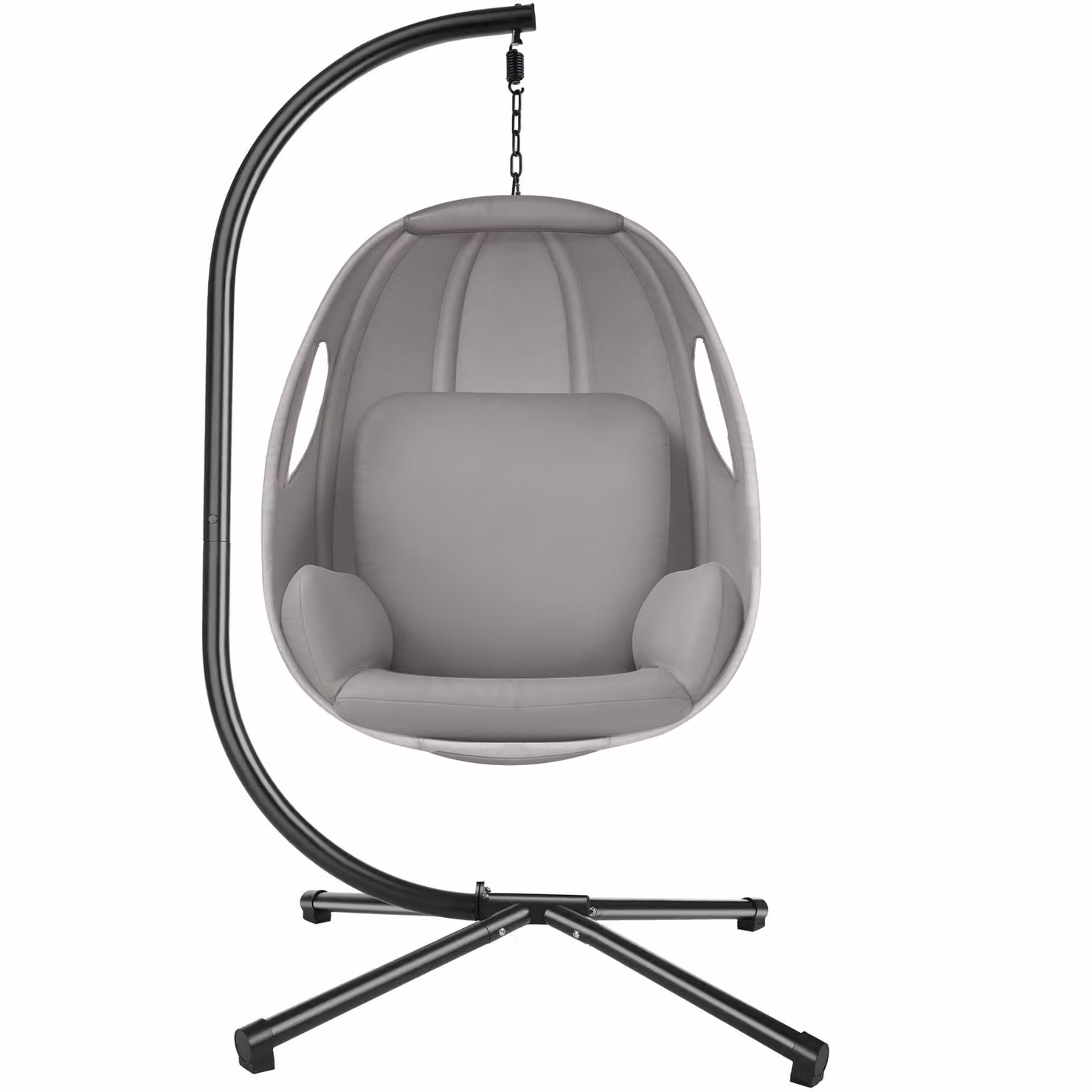 Poltrona sospesa a uovo tectake Anika grigio con supporto e cuscini inclusi H 201 cm, L 100 cm, P 97 cm – 3