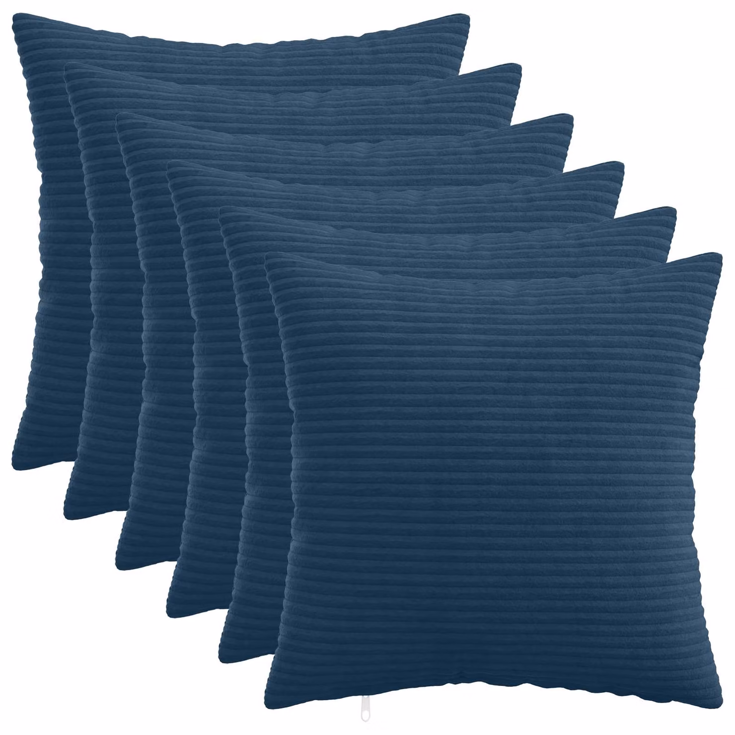 Set di 6 federe vidaXL HEERLEN in velluto a coste blu navy, 45 x 45 cm