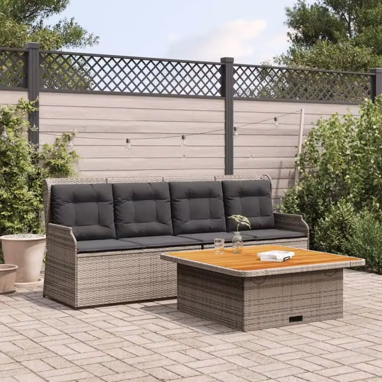 Maison Exclusive - Set Divani da Giardino 3 pz con Cuscini Grigio in Polyrattan