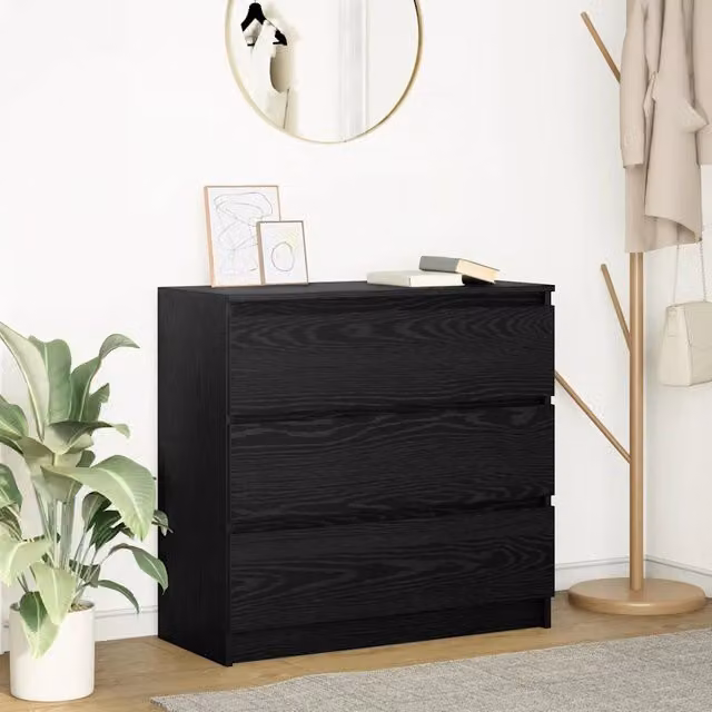 Credenza Buffet Design Mania in Legno Rovere e Nero, L 80 cm x P 35 cm x H 76 cm – 1