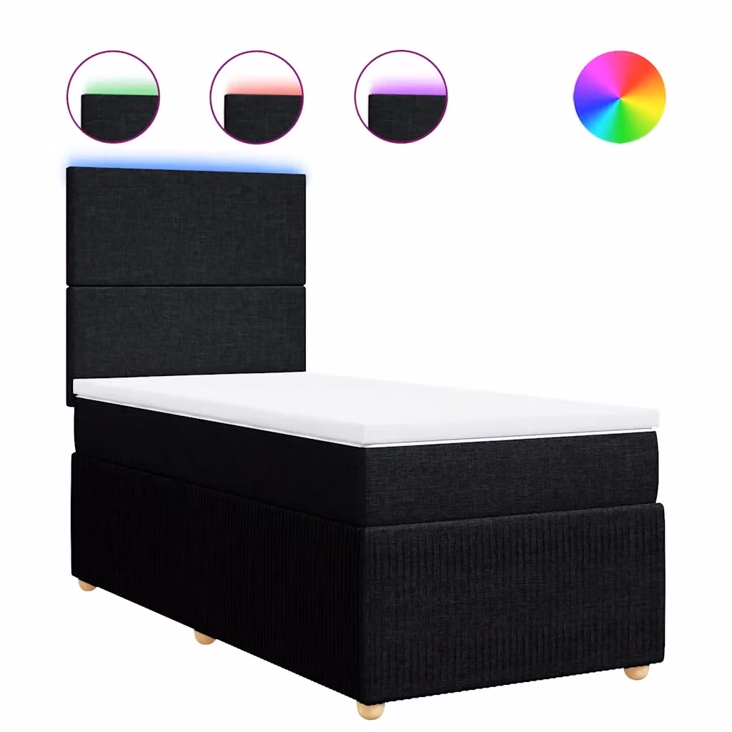 Letto Ibrido vidaXL con Materasso in Tessuto Nero e Bianco L/P: 100 x 200 cm – 2