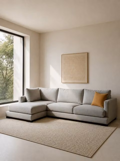 Chaise longue Crate Kenay Home perla con orientamento a sinistra per divano ad angolo moderno in tessuto
