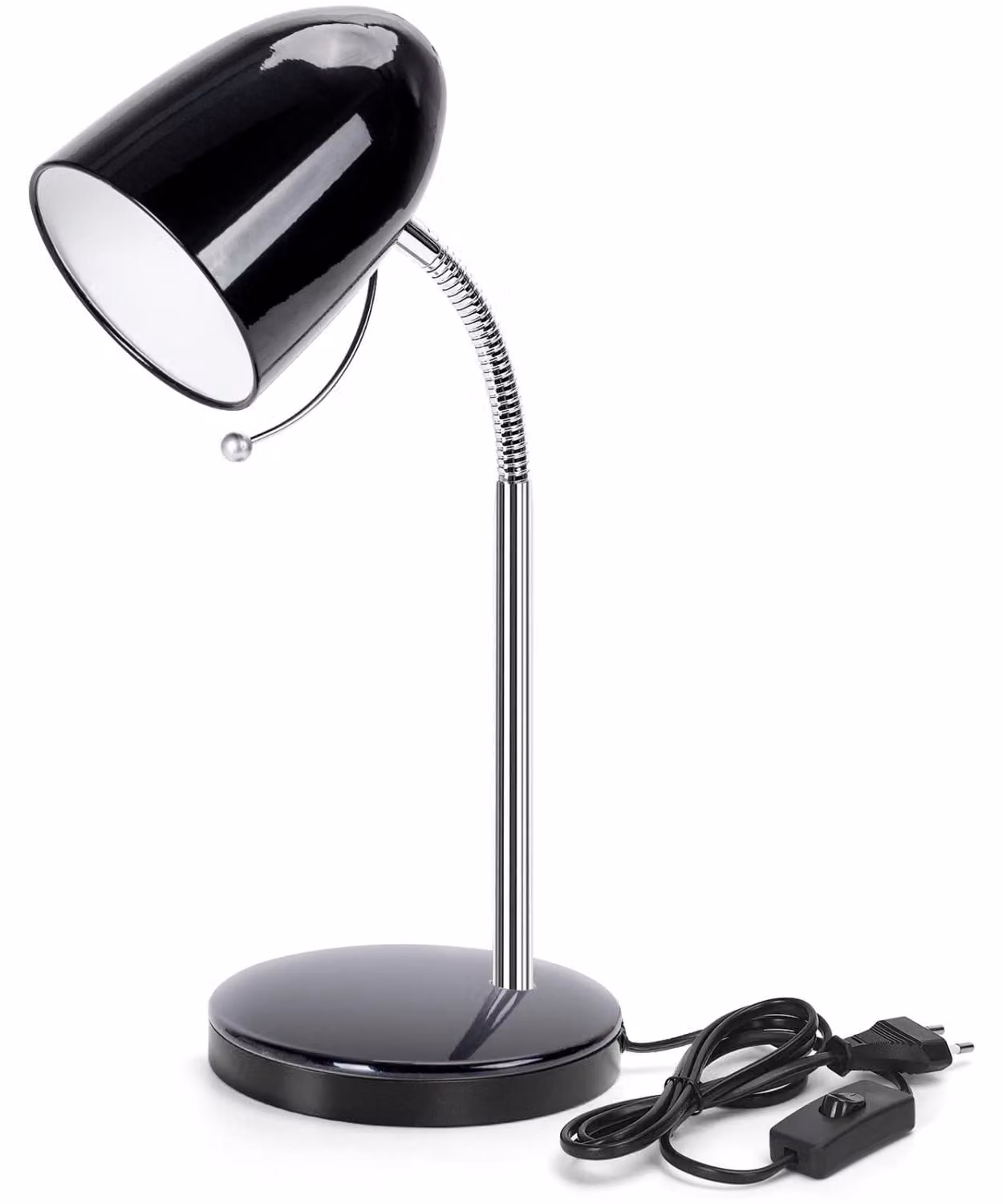 Lampada da scrivania Aigostar, stile retrò, per bambini, lampada da tavolo con cavo, senza lampadina, compatibile con lampadine E27 (max 11W), lampada da scrivania con braccio in metallo flessibile, lampada da comodino, colore nero