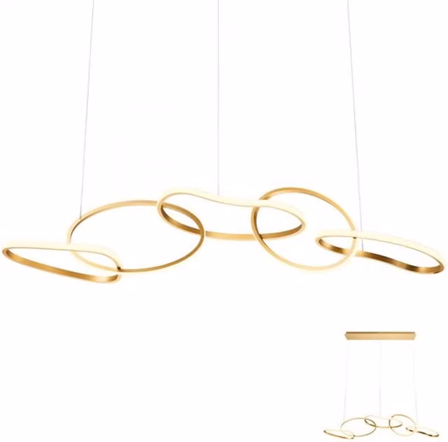 Lampada a sospensione LED Redo Group Bias, design moderno ad anello, regolabile e dimmerabile, disponibile in bianco o oro/ottone