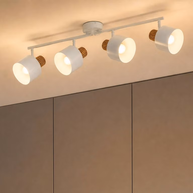 Faretto da soffitto Lindby Lenja, a 4 luci, beige, E14, metallo Lenja Lindby, dimmerabile, Crema / Ambra, Soggiorno / Sala da pranzo, Metallo, Moderno, Faretto