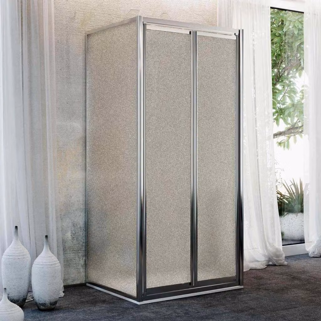 Box Doccia Angolare IDRALITE Modello Clint con Cristallo Stampato e 2 Ante Battenti, L/P/H: 80 x 80 x 185 cm – 2