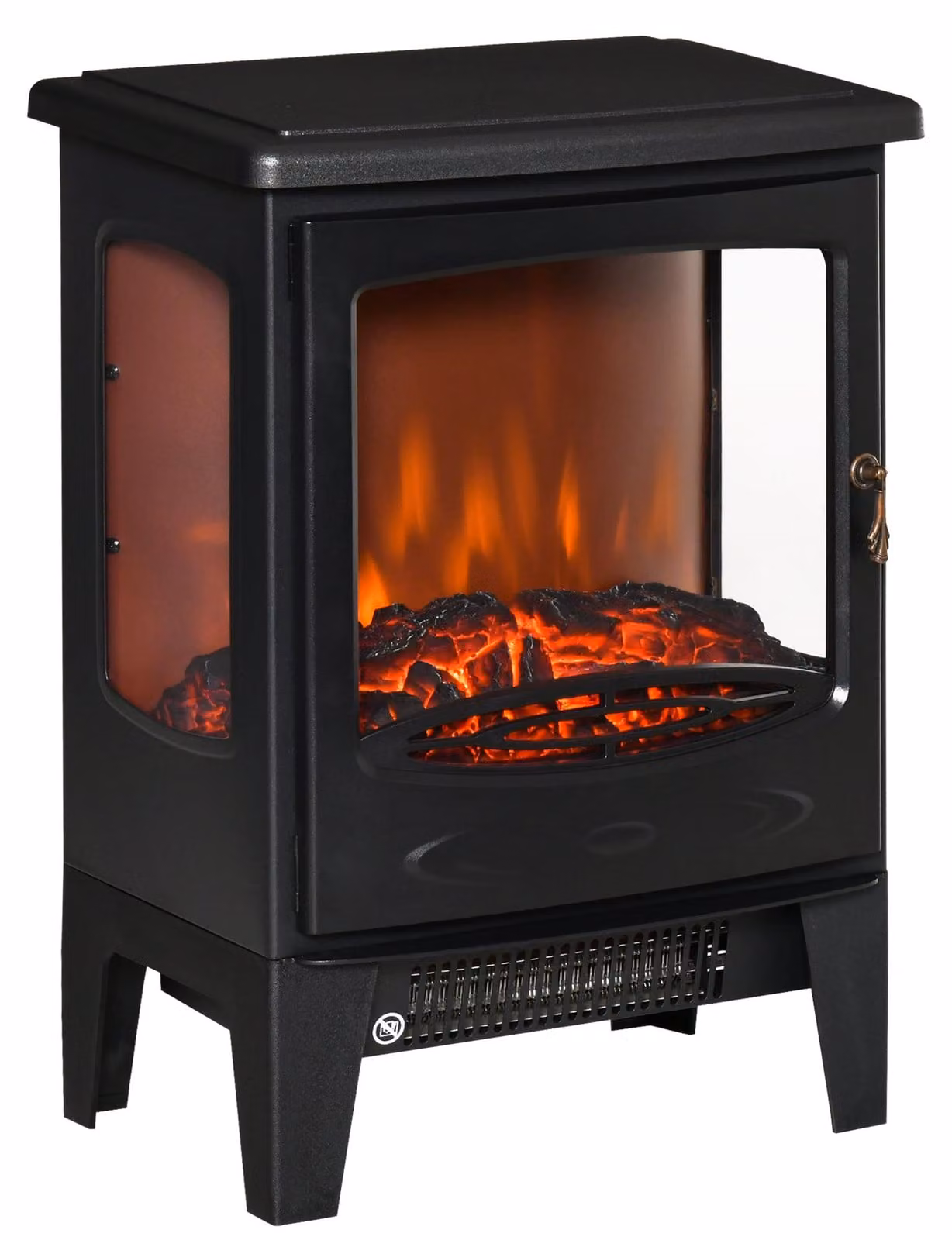 Camino elettrico con effetto fiamma e 3 lati aperti | Colore: nero | Dimensioni: 39x26x54,8 cm