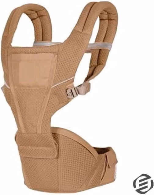 Borsa a tracolla unisex beige in tessuto con dettagli riflettenti e rete