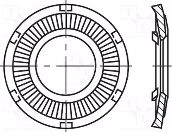 100 rondelle piane, dentate per esterno, codice prodotto 3353163. Rondelle M6, diametro D=12mm