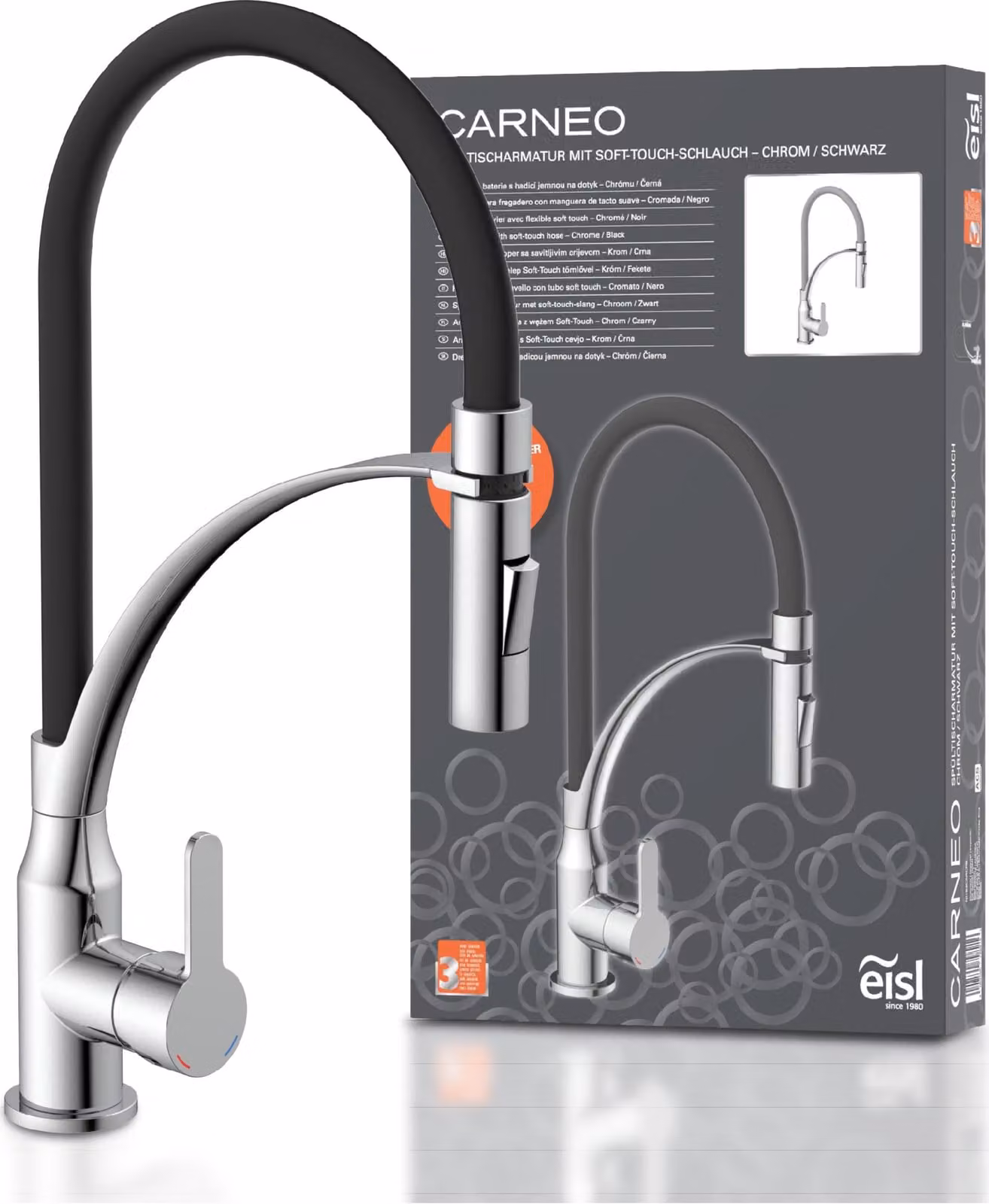 Miscelatore da cucina EISL con bocca soft-touch CARNEO cromo-nero