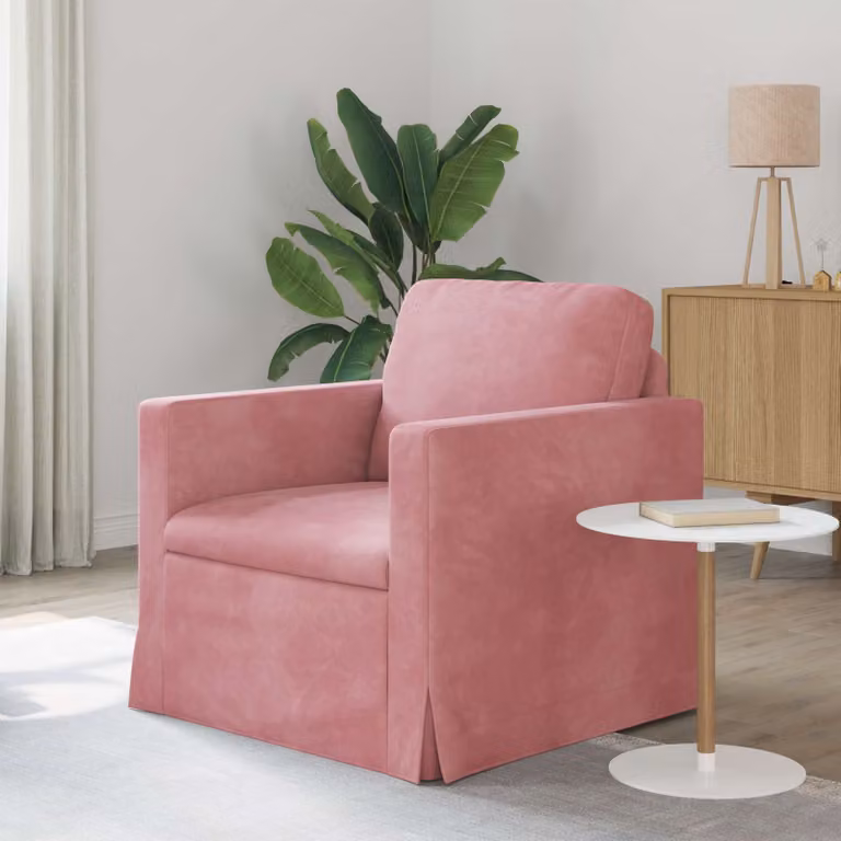 Divano moderno vidaXL in velluto rosa L: 78 cm, P: 78 cm, H: 80 cm