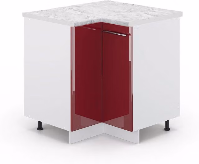 Mobile ad angolo cucina Fame-Line Bordeaux lucido/Bianco 80.5 cm, PL Marmo Vicco