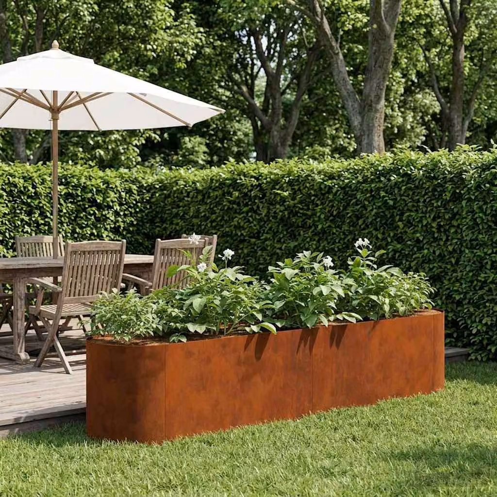 Letto rialzato da giardino vidaXL in acciaio Corten marrone L: 200 cm, P: 40 cm, H: 40 cm