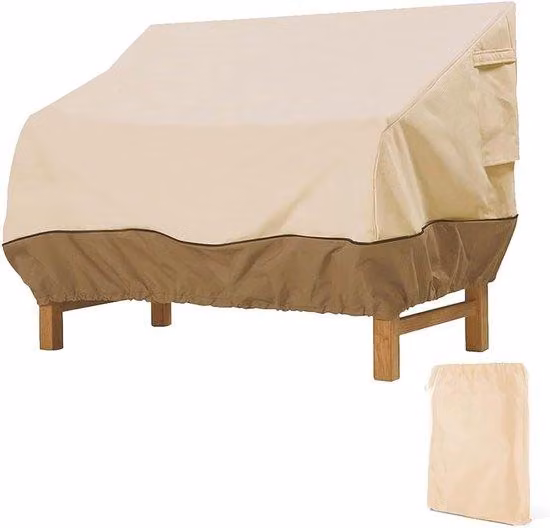 Copertura per panchina da giardino - Copertura impermeabile per panchina da giardino - Tessuto Oxford 210D - antivento - impermeabile - resistente all'abrasione - beige - 147 x 83 x 79 cm