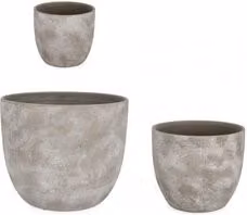 Set di 3 vasi alti per piante HECTOR in terracotta e ceramica, colore grigio, design moderno e rotondo