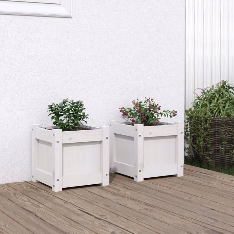 Set di 2 fioriere da giardino vidaXL in legno di pino bianco
