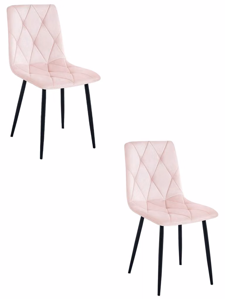 Set di 2 sedie Libra in velluto rosa chiaro con gambe nere
