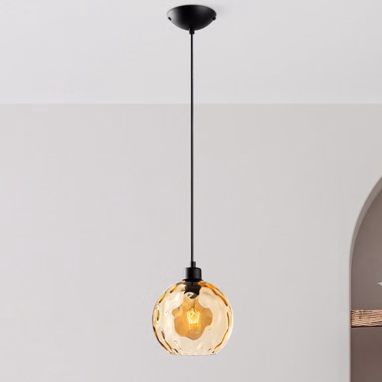 Lampada a sospensione in vetro Benek Opviq, dimmerabile, Giallo / Arancione, Soggiorno / Sala da pranzo, Vetro, Giovanile, Lampada a sospensione
