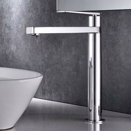 Ibenzoa® Miscelatore monocomando per lavabo, 235 mm, cromo – Rubinetto da bagno a risparmio idrico per lavabi e doccia, dotato di valvola in Vetroceramica e collegamento in acciaio inossidabile flessibile