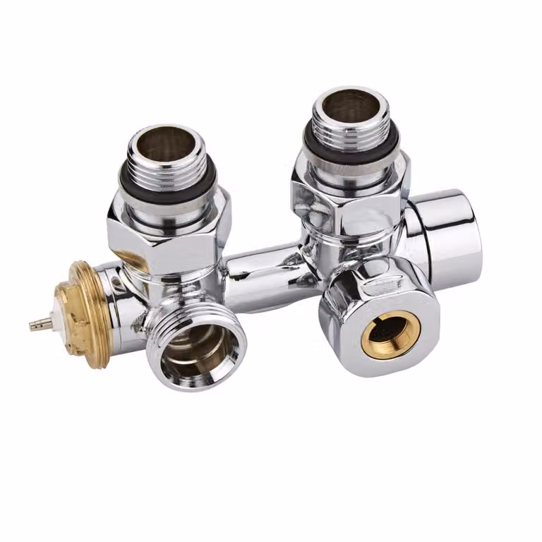 Valvole Termostatiche a Squadra Multiblock H per Radiatori con Adattatori Rame Ø12mm