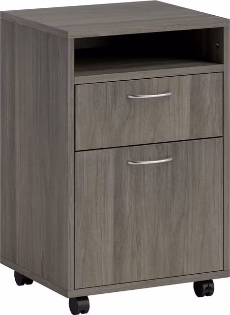 Cassettiera Portadocumenti HOMCOM con Ripiano Aperto e Ruote in Legno e Metallo, Grigio, L 40 cm x P 35 cm x H 60 cm