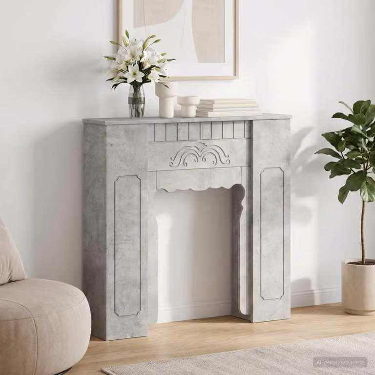 Cornice per camino moderna vidaXL in stile cemento, Grigio, L: 93 cm, P: 20 cm, H: 89 cm