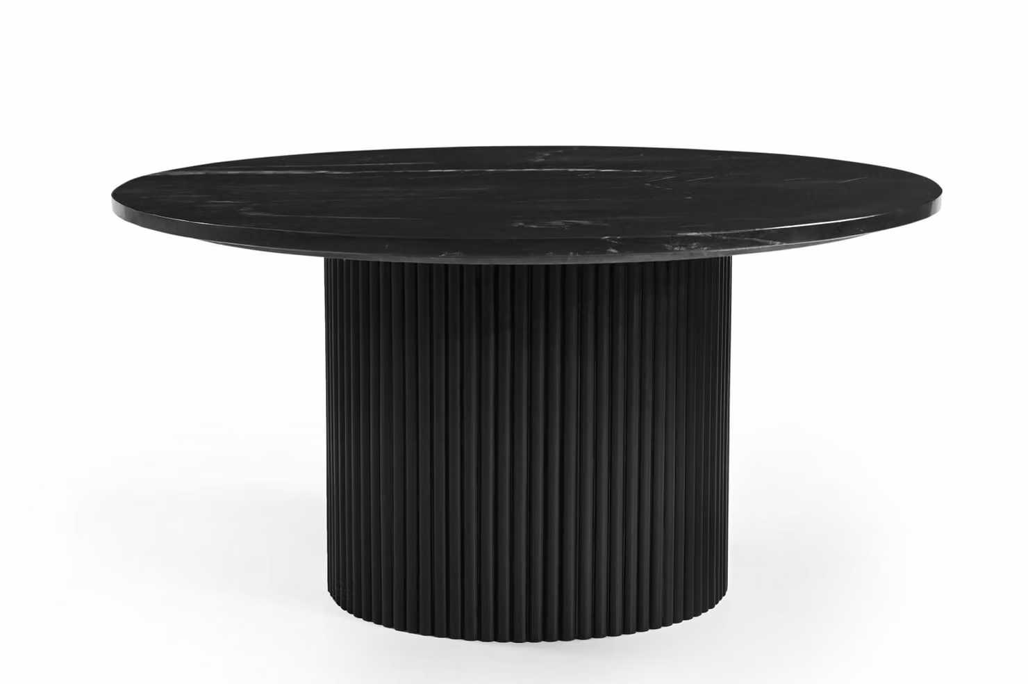 Marmoholz - Tavolo rotondo Roma Ø70 x H40 cm in marmo nero naturale e legno di mango - elegante tavolino in stile moderno e loft