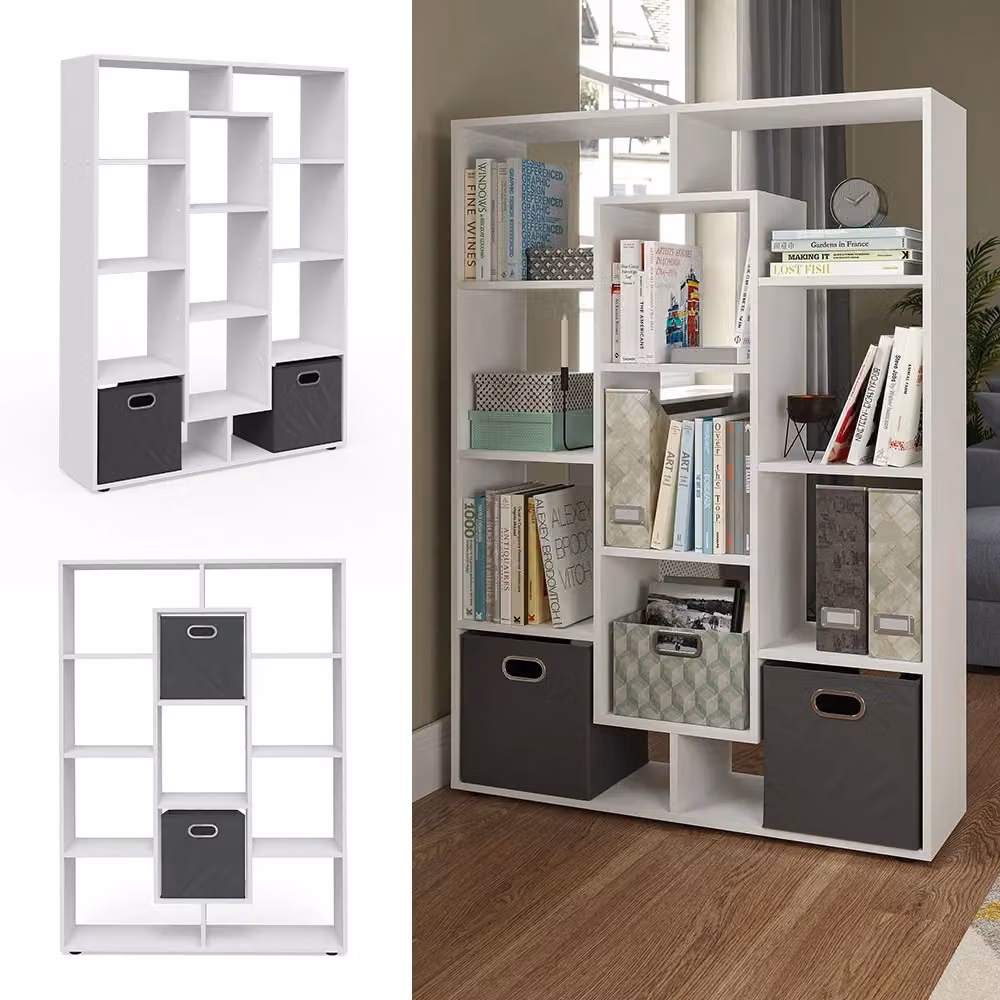 Scaffale girevole Vicco Bianco con 2 scatole pieghevoli L: 107.2 cm, H: 143 cm – 2