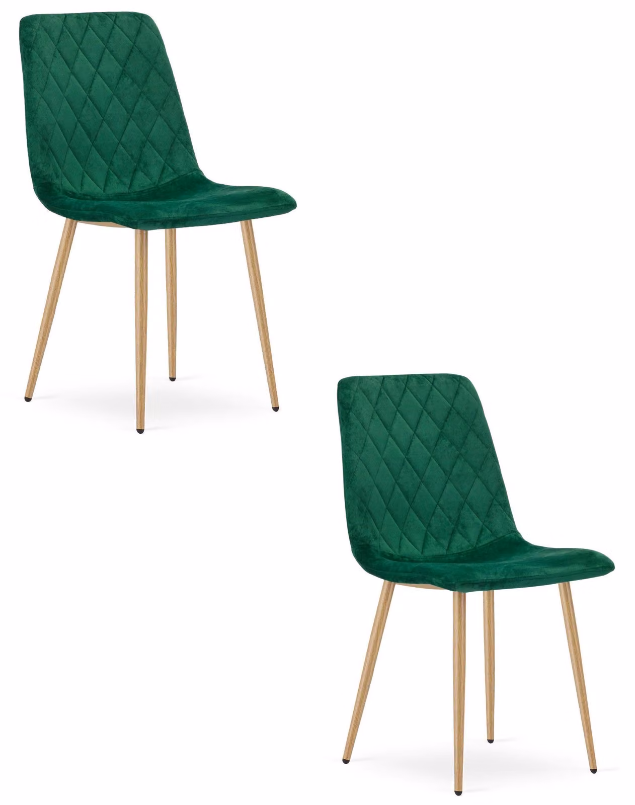 Poltrona TURIN - verde scuro in velluto / gambe color legno (2)