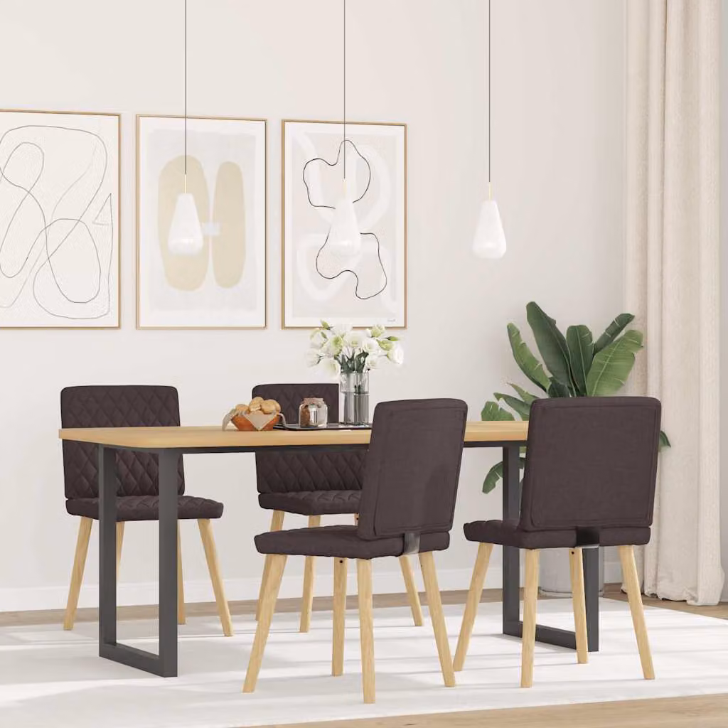 vidaXL Sedie da Pranzo 4 pz Marrone Scuro in Tessuto
