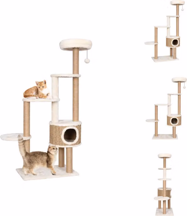 vidaXL Tiragraffi per gatti con cuscino da 148 cm in erba di mare - Tiragraffi