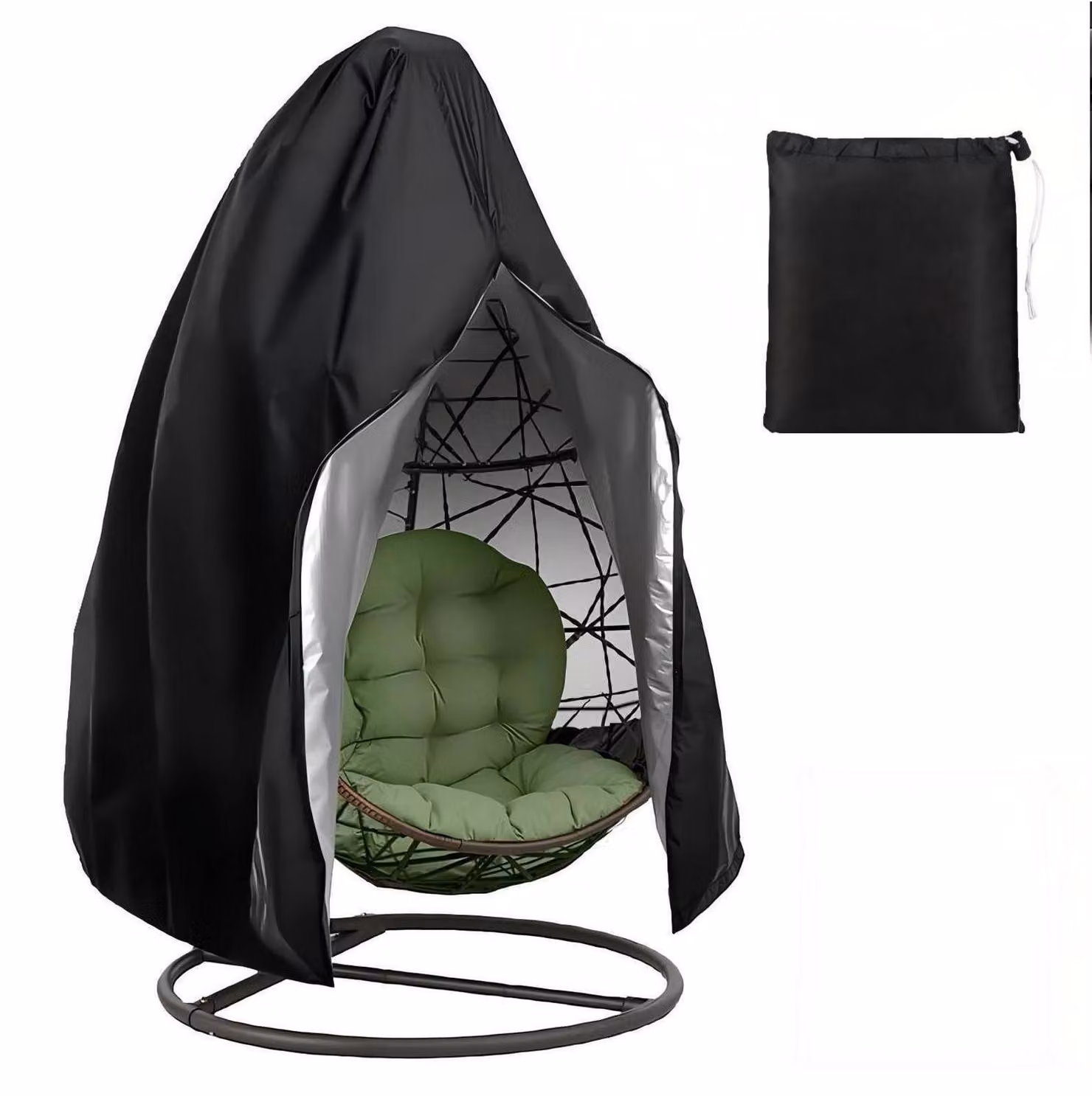 Copertura per sedia a dondolo, dimensioni 190x115 cm, impermeabile, antivento, tessuto Oxford 210D, colore nero