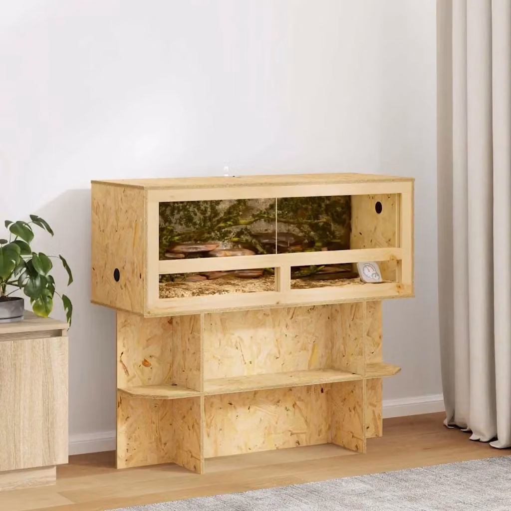 Terrario in legno e vetro marrone beige OSB CFW4200254 L: 100 cm, P: 40 cm, H: 90 cm – 2
