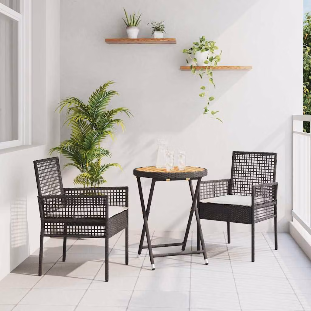 Maison Exclusive - Set Bistro da Giardino 3 pcs Nero polyrattan
