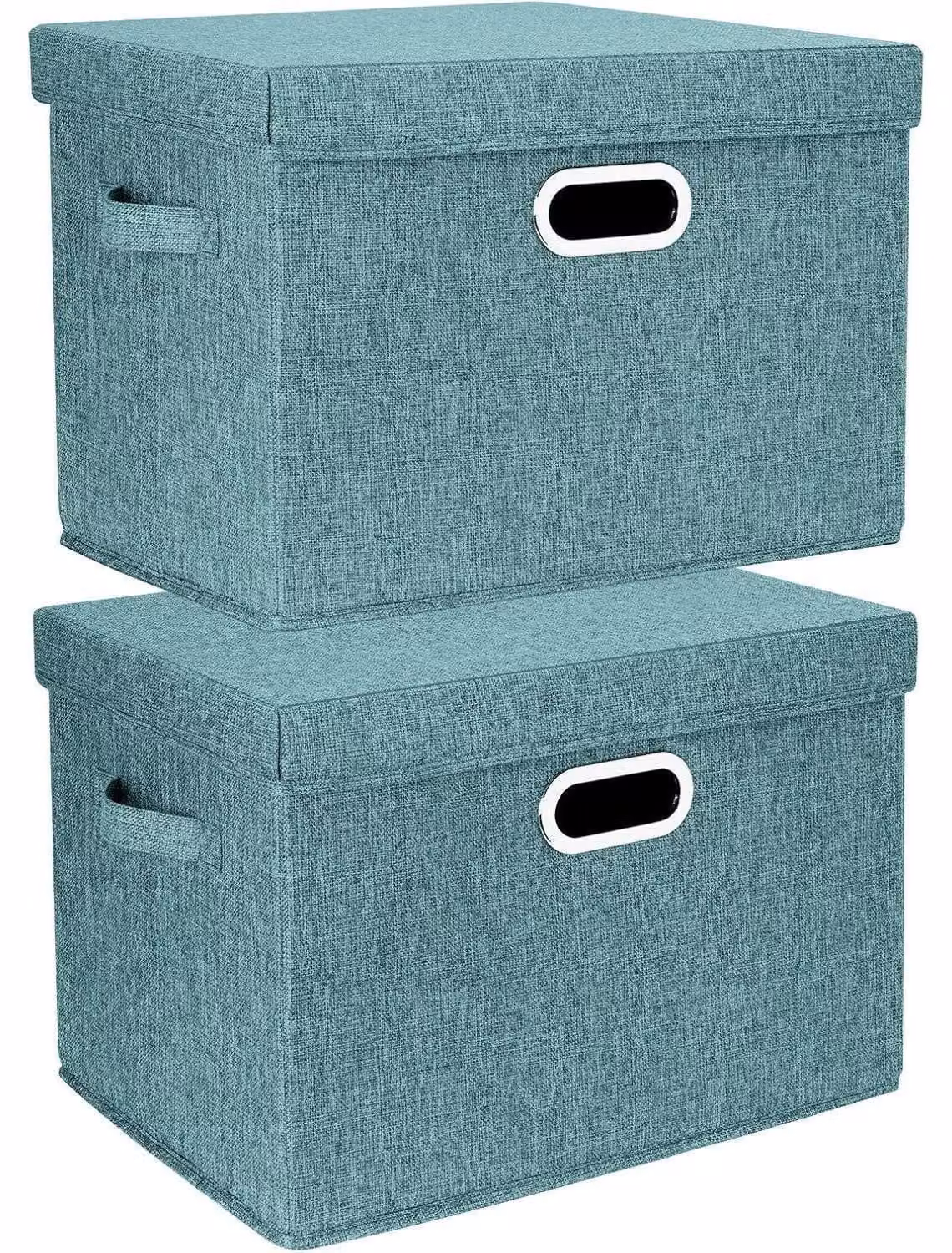 Contenitore con coperchio, in tessuto, pieghevole, lavabile, dimensioni 44x30x29 cm, confezione da 2 pezzi, colore: Aqua Deep