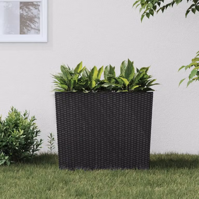 Fioriera con interno rimovibile vidaXL in plastica effetto rattan colore antracite