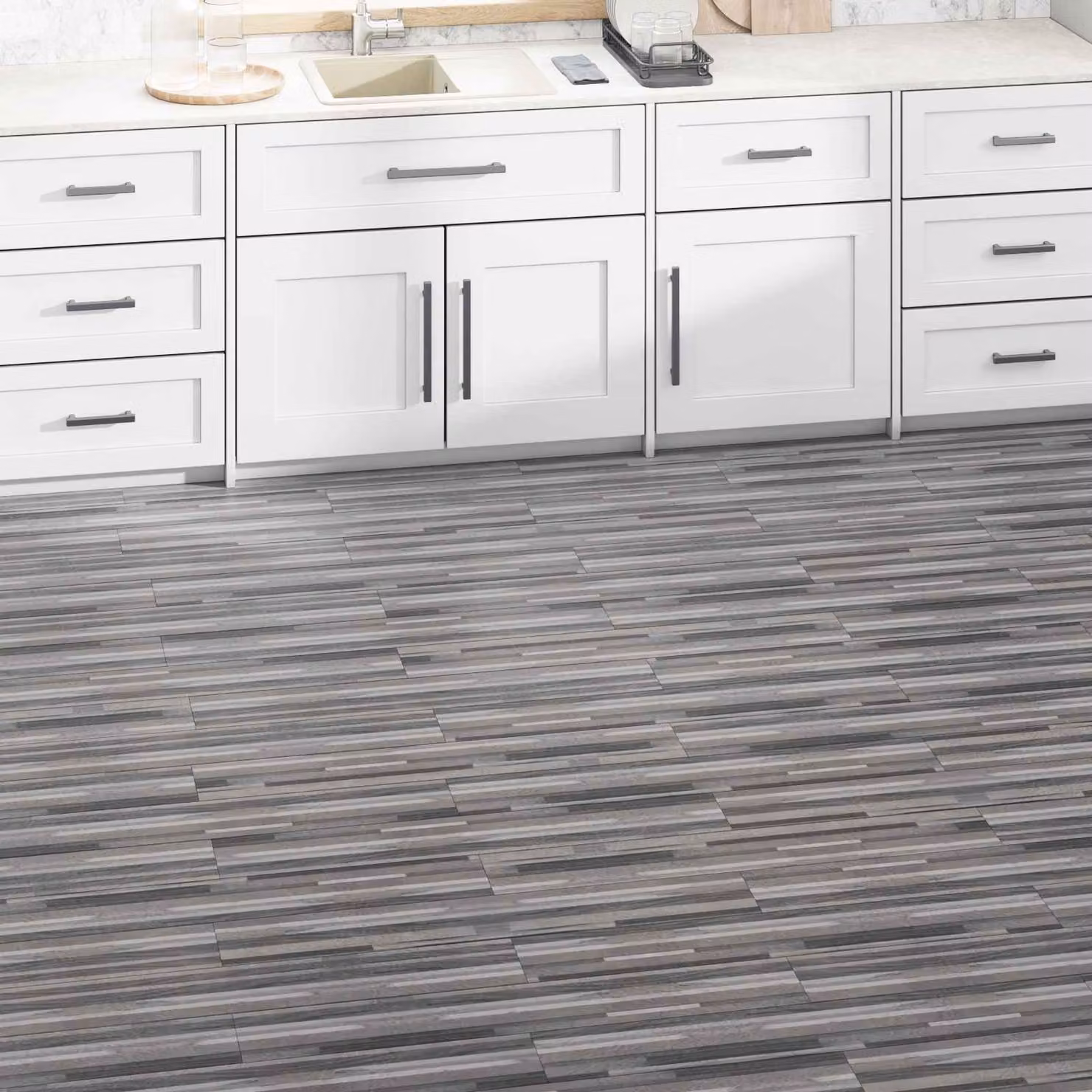 Pavimento in PVC autoadesivo vidaXL Grigio a righe, 5,02 m² (36 pezzi)