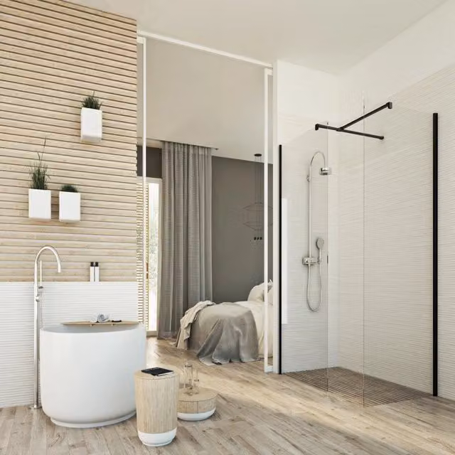 Box doccia Parete 80x170 CM 198 CM in vetro trasparente 8 MM mod. Walk in Black Corner