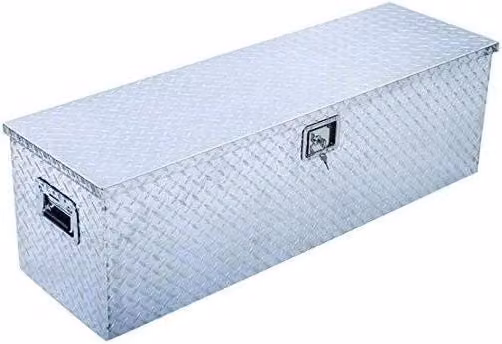 Baule Portattrezzi Vigour V-123 in Alluminio Mandorlato con 2 Maniglie, Colore Argento, L/P/H: 123 x 38 x 38 cm