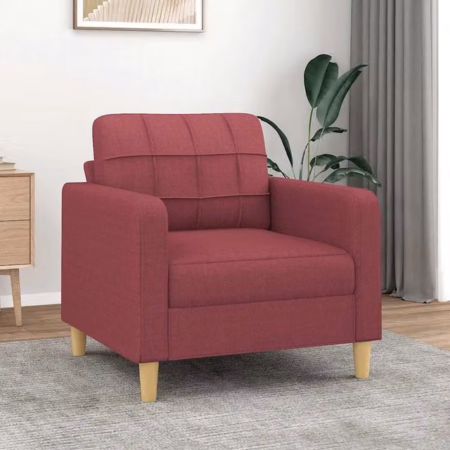Poltrona moderna vidaXL in tessuto rosso con struttura in metallo e braccioli – 1