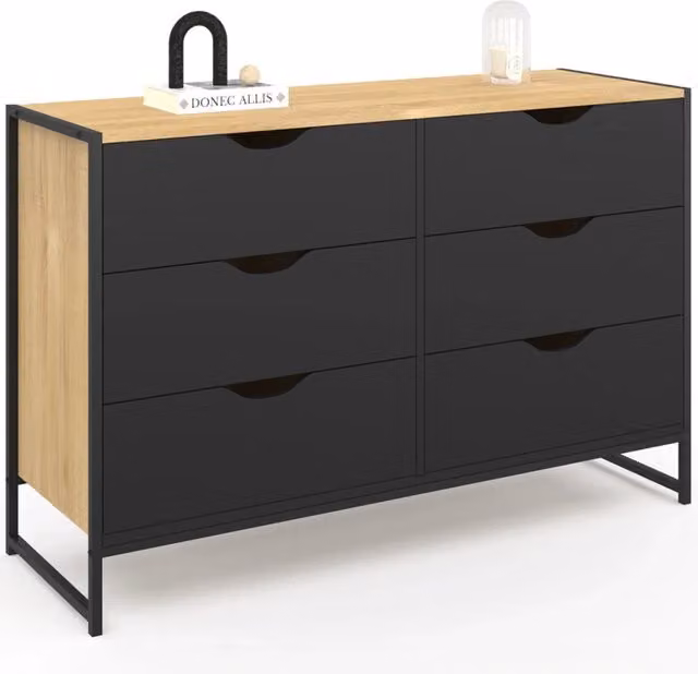 IDMarket - BOSTON Arcón de 6 cajones 115 cm diseño industrial