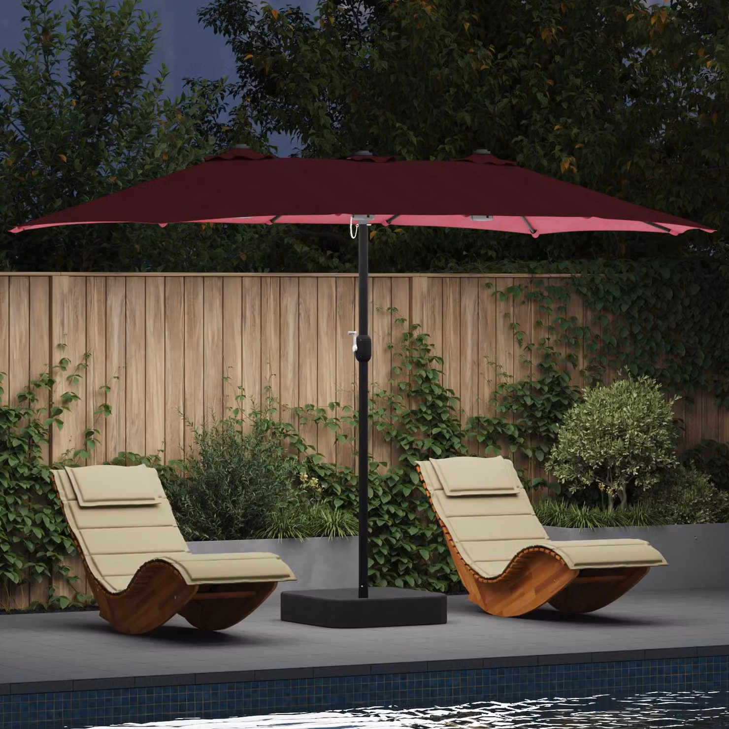 Ombrello da giardino a braccio sospeso vidaXL Rosso Bordeaux L: 385 cm, P: 209 cm, H: 244 cm