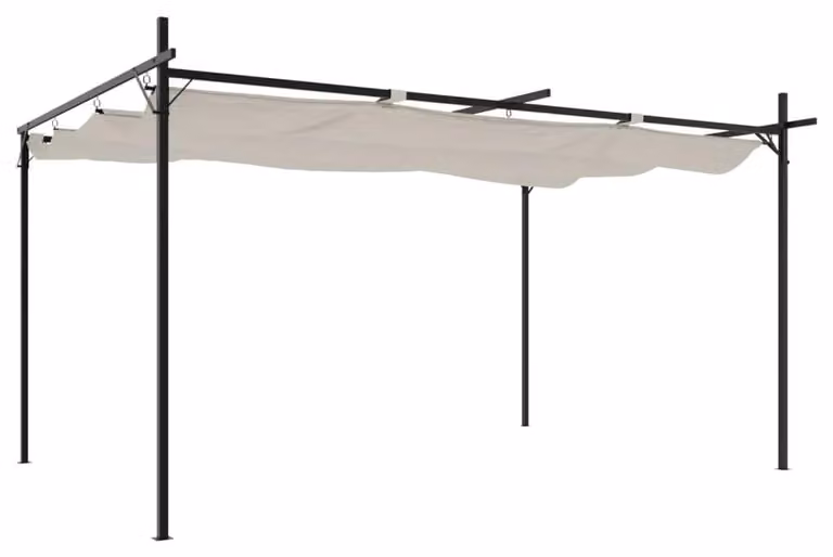 Pergola con tetto scorrevole - Colore crema - 395 x 292 x 230 cm - Tetto in poliestere