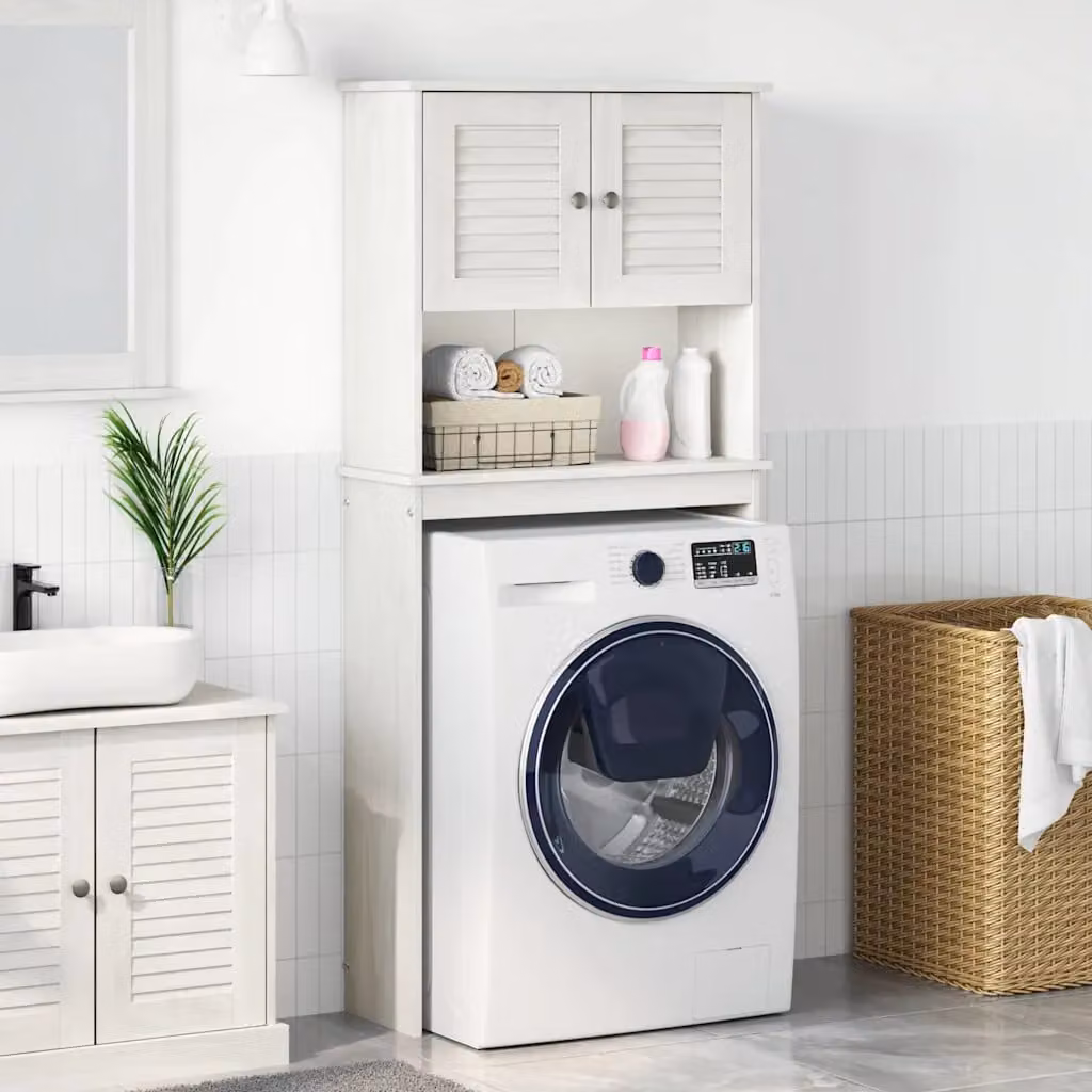 vidaXL Armadio per Lavatrice con porta VIGO Bianco e Bianco Antico